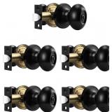 Gobrico 5 Pack Matte Black Door Knobs Privacy Func