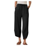 Size Small Linen Barrel Pants for Women Wide Leg H