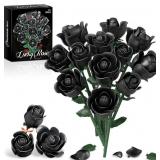 Gothic Black Rose Bouquet Building Kit, 12 rose (6