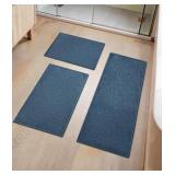 YIHOUSE Bathroom Rugs Sets 3 Piece Blue, 16x24+16x