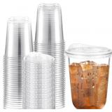 LemonRoad 50 Sets Plastic Cups with Strawless Sip