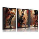Lot of 3 Sets, 3 Piece Unframed Canvas Wall Art Fa