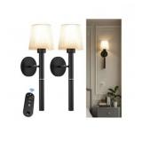 Donsis Rechargeable Wall Sconce Set of 2, Black Ba