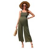 2XL Maternity Jumpsuit Summer Smocked Sleeveless C