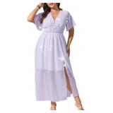 Size XL Star Chiffon Dress, A-Line Split Long Dres