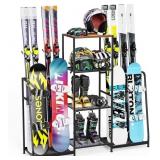 Ski Rack for Garage,Freestanding Snowboard Rack fo
