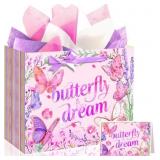 LOT OF 3  Aobkiat 13" Large Butterfly Gift Bag for
