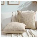 HAUSSY Pack of 2 Chenille Tweed Throw Pillow Cover