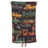 Train Beach Towel 31inx51in, Cartoon Sand-Free Mic