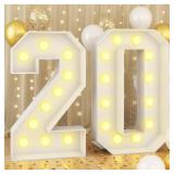 Light Up Number 20 White Marquee 4ft Numbers with