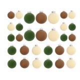 Waipfaru 30 Pcs Velvet Christmas Ornaments, Brown