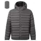 Polu Mens Packable Puffer Jacket with Hood Warm Li