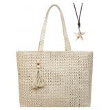 Straw Tote Bag for Women Woven Beach Bag Raffia To
