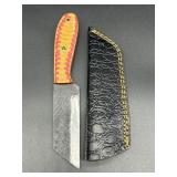 Damascus 8 Inch Knife with Sheath, Brown Design Co