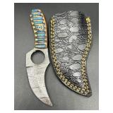 Damascus Steel 6 Inch Blade with Finger Ring Hole