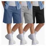Size 10-11 Yrs 3 Pack Boys Cargo Sweat Shorts, Sto