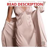(BLACK) Large Women Lingerie Satin Lace Chemise Ni