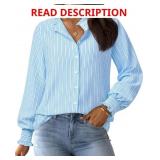 XL (COFFEE) siliteelon Womens Striped Button Down