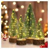 4 PCS Mini Christmas Trees with Lights, 4 Sizes Ar
