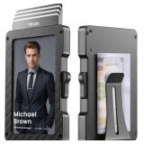 Minimalist Wallet for Men, Slim Aluminum Metal Mon