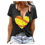 Size XXL Game Day Shirt for Women Baseball Mom T-S