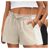 3 Pack Girls Linen Shorts 5-14 Years