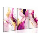 Size 12 x 16 Inches 3 Pcs Pink Gold Canvas Wall ar