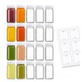 25 Pack 2 oz Glass Shot Bottles w/ White Lids & 25