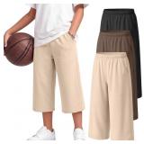 11-12Y 3 Pack Boys Capri Pants Pull On Capris