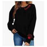 Size Medium Sweatshirt for Women Love Heart Graphi