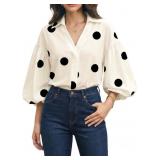 Size XXL Womens Fashion Loose Long Sleeve Polka Do