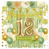 18th Birthday Decorations for Girls Boys, Sage Gre