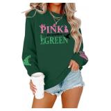 Size XL Pink Goes Good with Green Sweatshirt Women