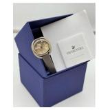 Swarovski Duo 5484382Crystal Gold Tone Gray Leathe