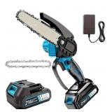 6" Cordless Mini Chainsaw, Handheld w/Battery, Woo