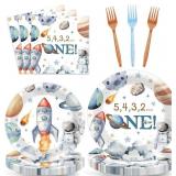 96Pcs 1st Space Birthday Party Supplies Space Plan