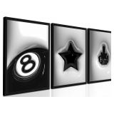 Modern Trendy Wall Art Set of 3, Black and White l