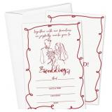 LOT OF 3 ~~ Cartoon line art Wedding Invitations,