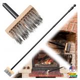 56in Fireplace Brush, Metal Bristles, Splicing Adj