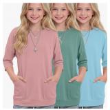 Size 7-8 Yrs Mumucove 3 Pack Girls 3/4 Sleeve T Sh
