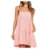 Size Small Wenrine Womens Summer Plaid Mini Dress