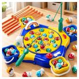 JUKUDAHU 65 PCS Magnetism Fishing Game for Kids Ag