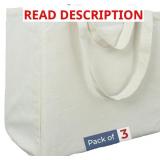 12 PACK! Reusable Cotton Canvas Grocery Bags With