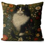 Christmas light Cat Pillow Covers 18x18, Tuxedo Ca