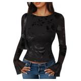Size Large ZESICA Womens Bell Long Sleeve Going Ou