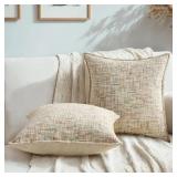HAUSSY Pack of 2 Chenille Tweed Throw Pillow Cover