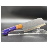 Large rustic cleaver knife with blackened steel bl