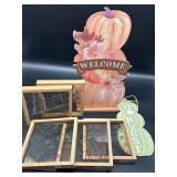 Lot of Fall Decor Including 2 PCs Wooden Pumpkin S