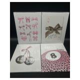 Set of 4 Size 12 x 16 Inch Pink Leopard Print Bow