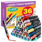 36PACK Chalk Markers Erasable(6mm Reversible Tips)
